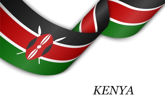 Agitant Le Ruban Avec Le Drapeau Du Kenya.