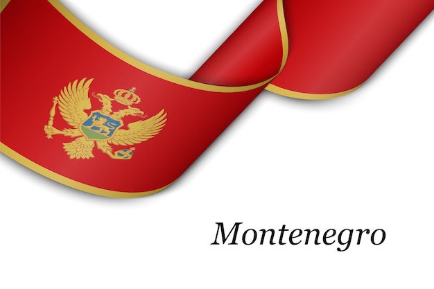 Agitant Le Ruban Avec Le Drapeau Du Monténégro.