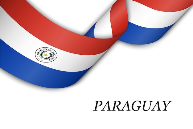 Agitant Le Ruban Avec Le Drapeau Du Paraguay.