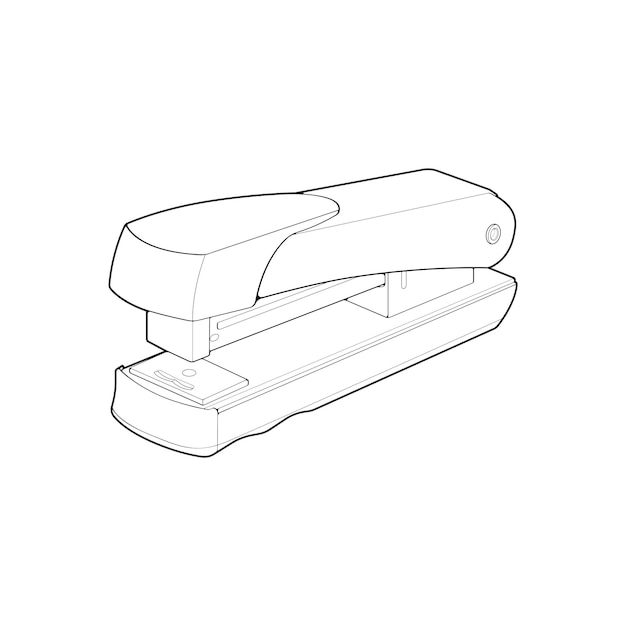 Agrafeuse dans le style de vecteur d'art en ligne isolé sur fond blanc agrafeuse dans le style de vecteur d'art en ligne pour livre de coloriage