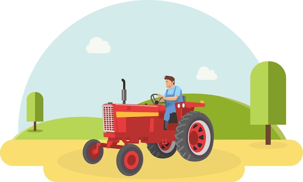 Un Agriculteur Conduisant Son Tracteur Dans Une Ferme A Déposé