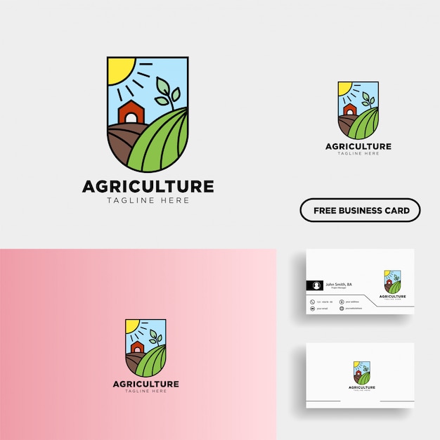 Agriculture eco ligne verte art logo modèle icône élément