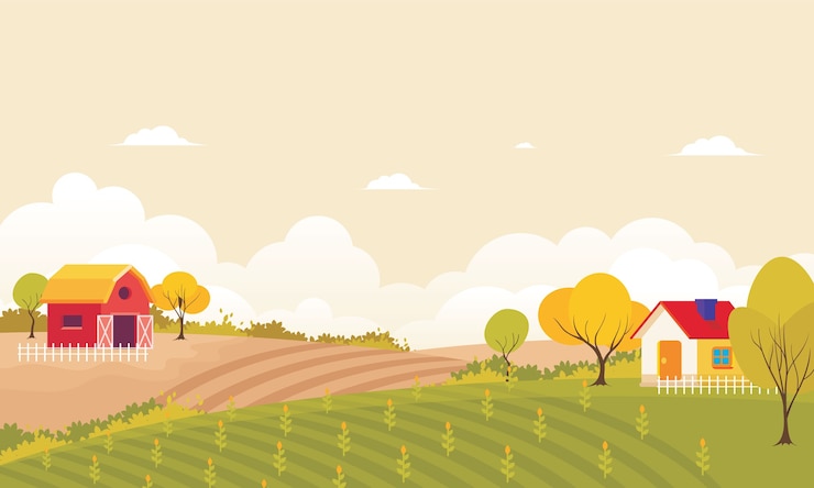 Vecteur agriculture et élevage paysage rural