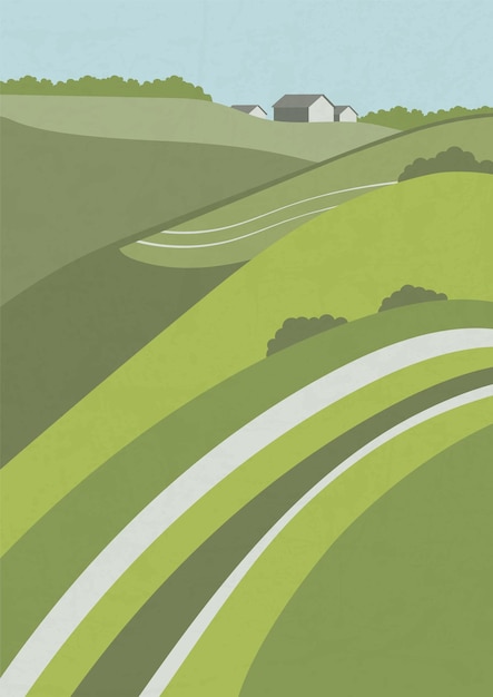 Agriculture vallée paysage fond illustration affiche Nature environnement bannières carte postale