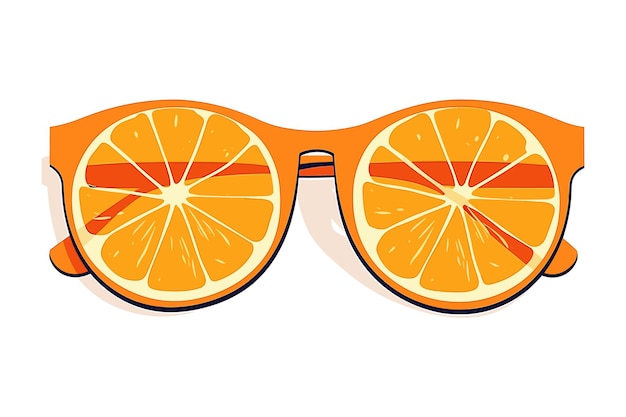 Agrumes fraîchement coupés et lunettes élégantes sur fond blanc lunettes avec illustration d'oranges