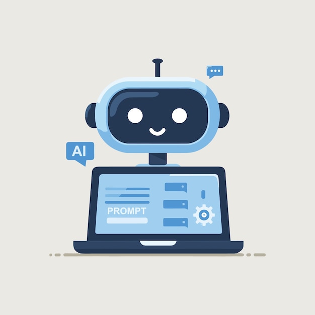 AI Chatbot Assistant Intelligence artificielle et apprentissage automatique avec une application d'input prompt sur ordinateur