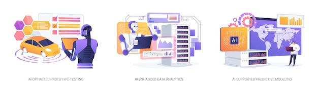 AI pour le développement de produits et de modèles illustrations vectorielles de concepts abstraits
