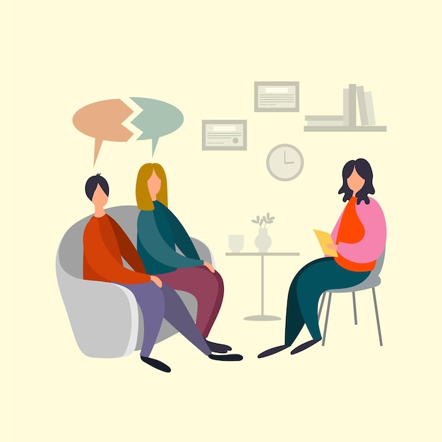 Aide psychologique. Consultation de psychologue pour les couples. Désaccords dans les relations familiales.