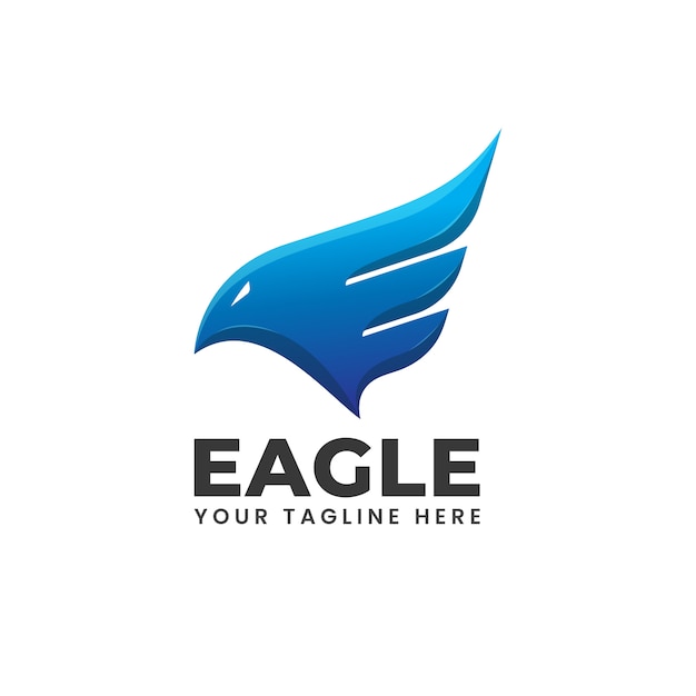 Aigle Ailes Feu Flamme Bleu Abstrait Forme Moderne Logo