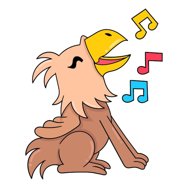 L'aigle Chante Magnifiquement Image D'icône Doodle Kawaii