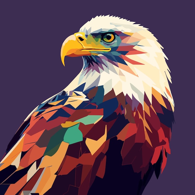 Un aigle coloré avec un fond bleu