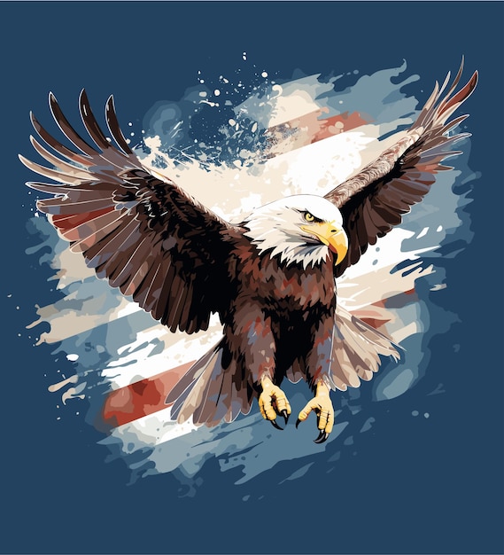 Vecteur aigle à tête blanche américain dans une illustration plate de style détaillé
