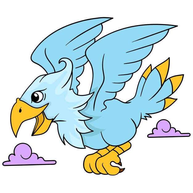 Vecteur l'aigle vole dans le ciel par temps ensoleillé, art d'illustration vectorielle. doodle icône image kawaii.