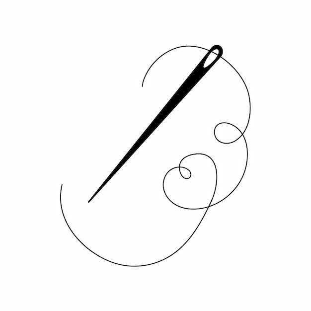 Vecteur aiguille à coudre et fil signer le logo fait main illustration vectorielle