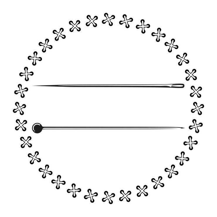 Vecteur aiguille et épingle en cercle conception simple pour salon de couture