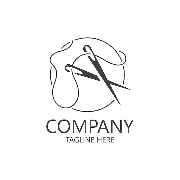 Aiguille Et Fil Couture Logo Contour Combinaison Ligne Modèle De Conception Plate Icônes Simples Concept Taylor Illustration
