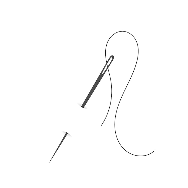 Vecteur aiguille et fil silhouette icône vector illustration tailleur logo avec symbole de l'aiguille et curvy