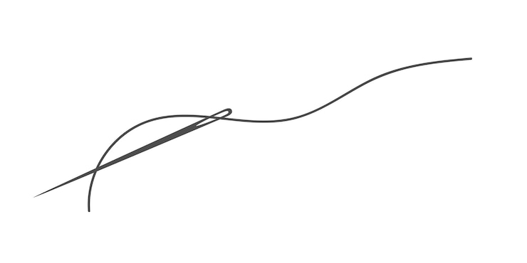 Vecteur aiguille et fil silhouette icône vector illustration tailleur logo avec symbole de l'aiguille et curvy
