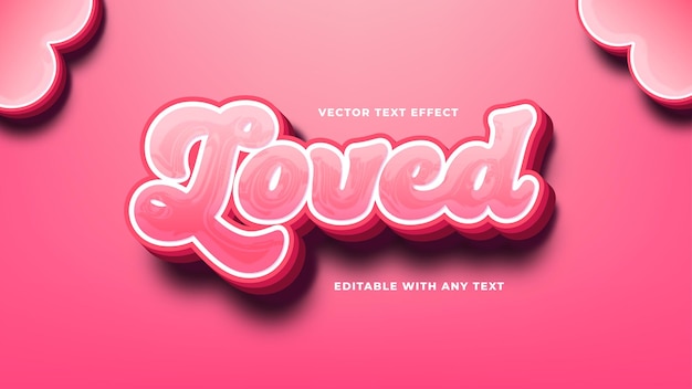 Aimé pour l'effet de texte de la Saint-Valentin avec effet de texte modifiable en 3D sur fond rose dégradé