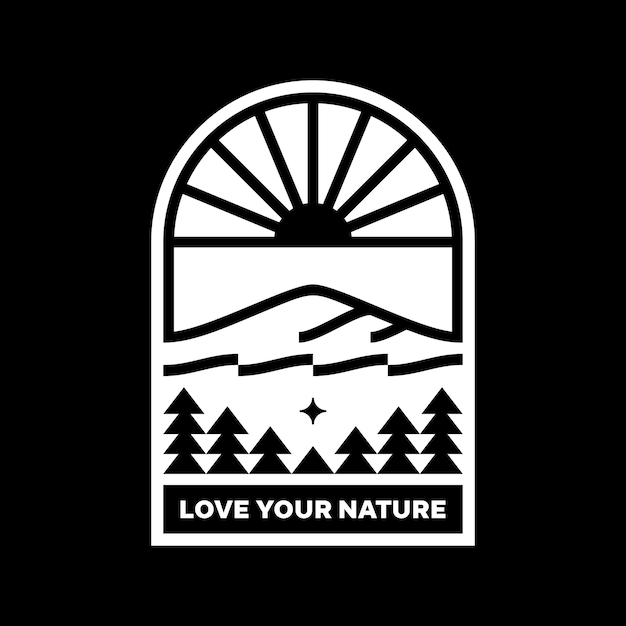 Vecteur aimez votre conception d'insigne de logo de paysage de montagne nature
