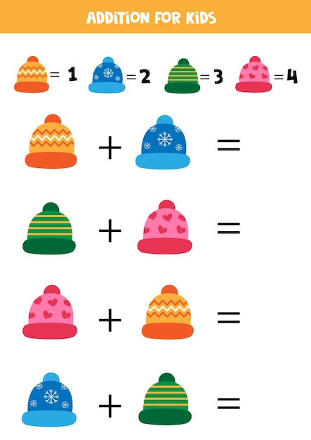 Ajout Pour Les Enfants Avec Différents Chapeaux D'hiver Colorés Mignons