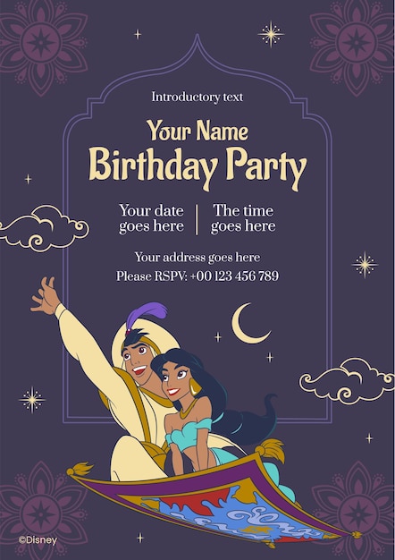 aladdin jasmine invitation