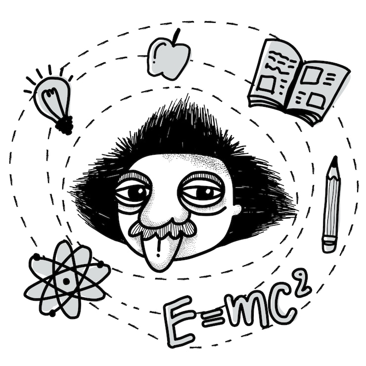 Vecteur albert einstein doodle.