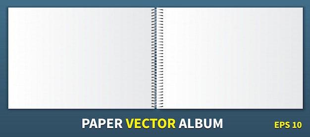 Vecteur album en papier avec une spirale en métal au centre