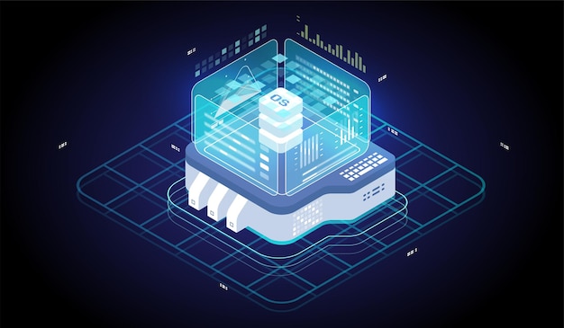 Algorithme d'analyse de données volumineuses. Calcul du big data center. Routage du trafic Internet. Technologie de stockage en nuage de concept de station d'énergie.