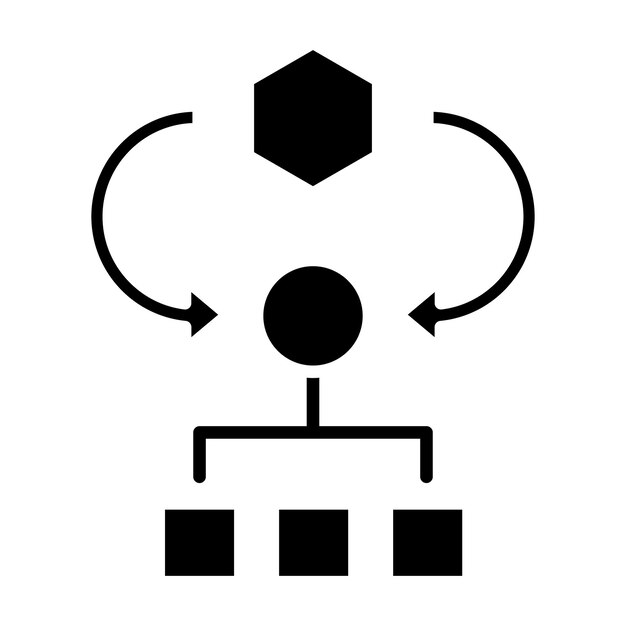 Algorithme Glyphe Solide Illustration Noire