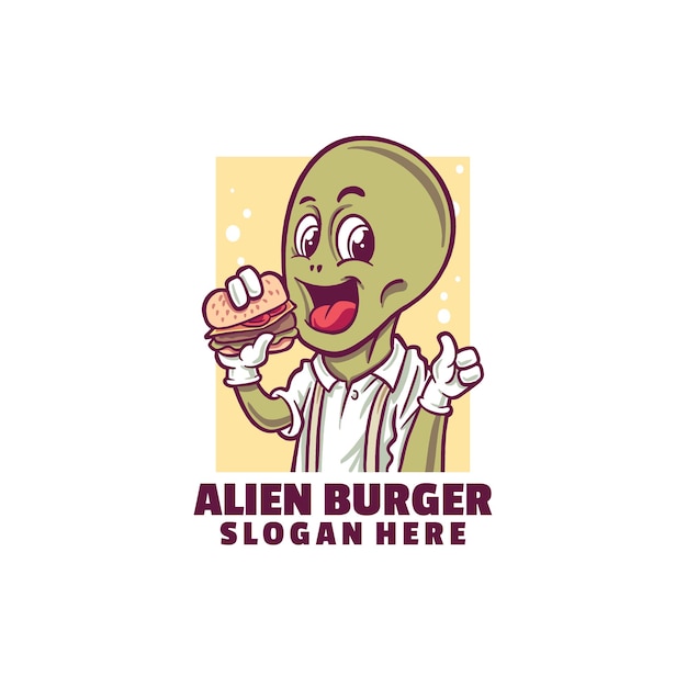 Vecteur alien burger logo isolé sur blanc