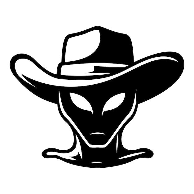 alien portant un chapeau de cowboy logo emblématique illustration vectorielle