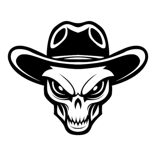 alien portant un chapeau de cowboy logo emblématique illustration vectorielle