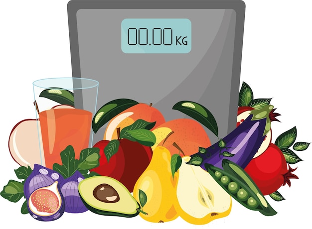 Alimentation Saine échelles De Régime Illustration Vectorielle De Haute Qualité