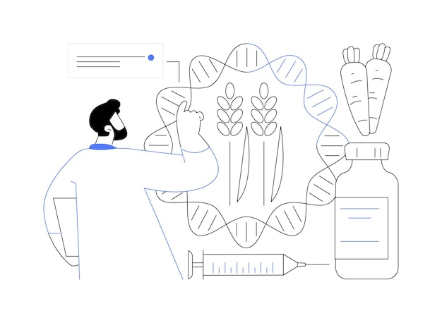 Vecteur aliments génétiquement modifiés concept abstrait illustration vectorielle