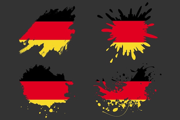 Allemagne Drapeau Brosse Splash Vector Set Pays Logo Atout Peinture Grunge Illustration Concept