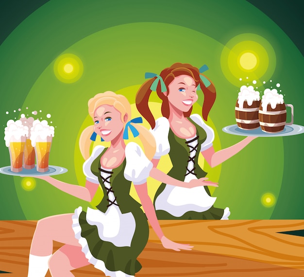 Allemagne Oktoberfest Design Vectoriel De Femmes