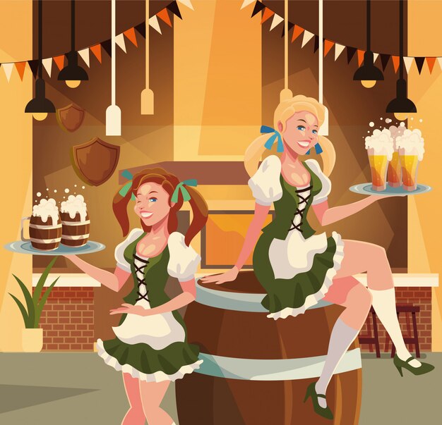 Allemagne Oktoberfest Design Vectoriel De Femmes