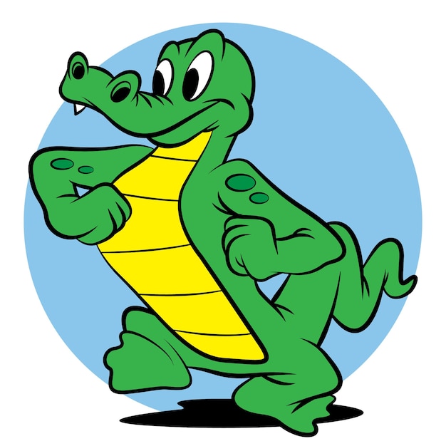 Vecteur alligator heureux de bande dessinée de bande dessinée marchant heureux