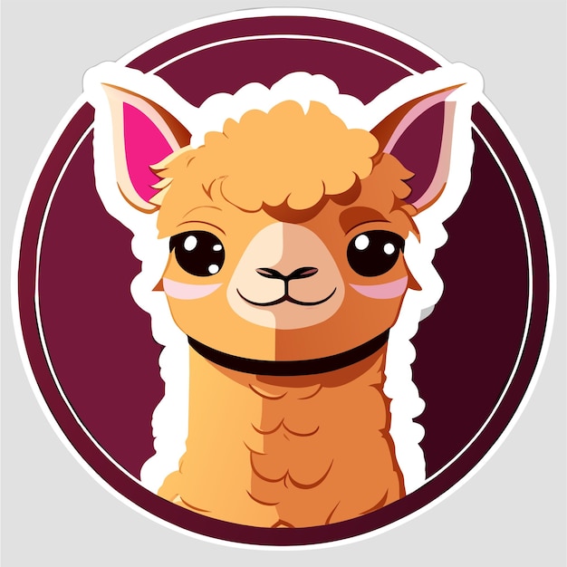 Vecteur alpaca dessiné à la main plat élégant autocollant de dessin animé icon concept illustration isolée