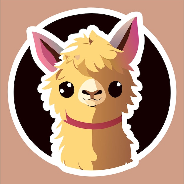 Vecteur alpaca dessiné à la main plat élégant autocollant de dessin animé icon concept illustration isolée