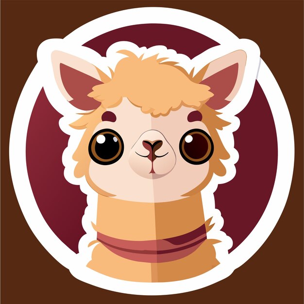 Vecteur alpaca dessiné à la main plat élégant autocollant de dessin animé icon concept illustration isolée