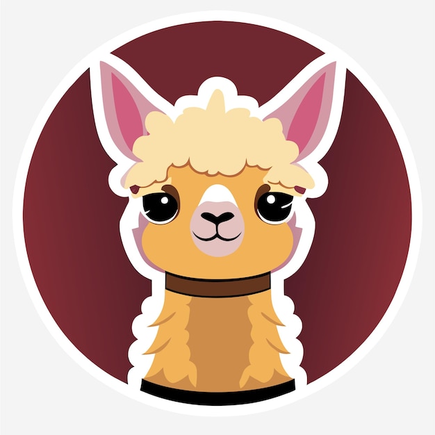 Vecteur alpaca dessiné à la main plat élégant autocollant de dessin animé icon concept illustration isolée