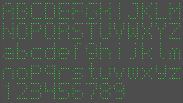 Vecteur alphabet d'affichage à matrice de points led