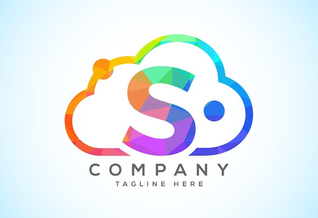 Alphabet Anglais Avec Le Cloud Logo Du Service De Cloud Computing Logo De Style Low Poly De La Technologie Cloud