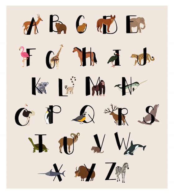 Vecteur alphabet animal mignon pour enfants