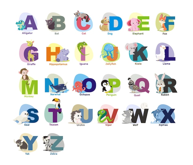 Vecteur alphabet des animaux