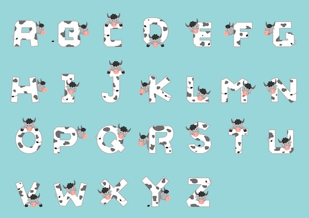 Vecteur alphabet az vache