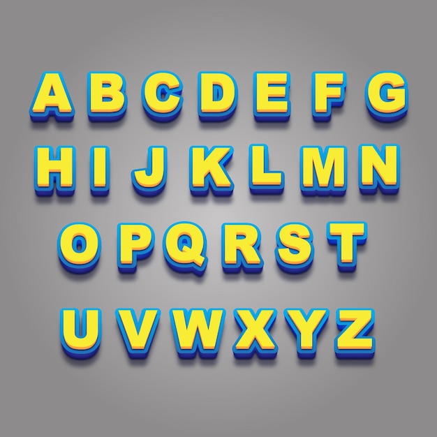 Vecteur alphabet bleu et jaune de vecteur