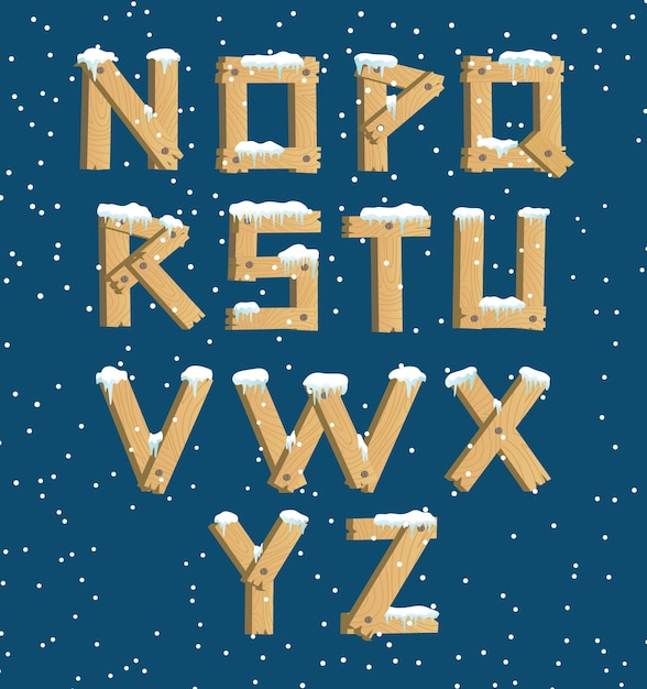 Alphabet En Bois Avec De La Neige